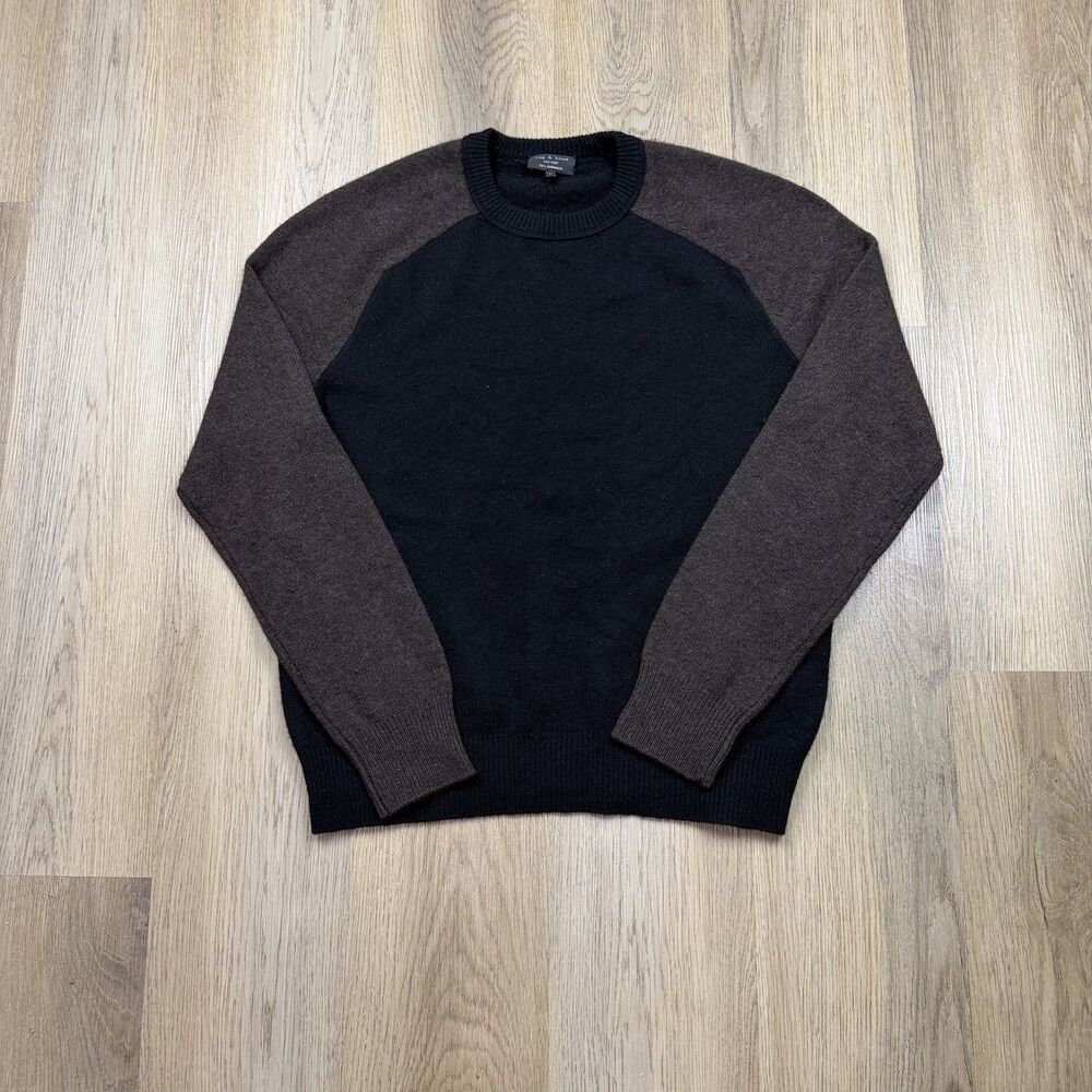 Rag & Bone Sweater Mens Large Black Cashmere Raglan Crewneck Knit Pullover